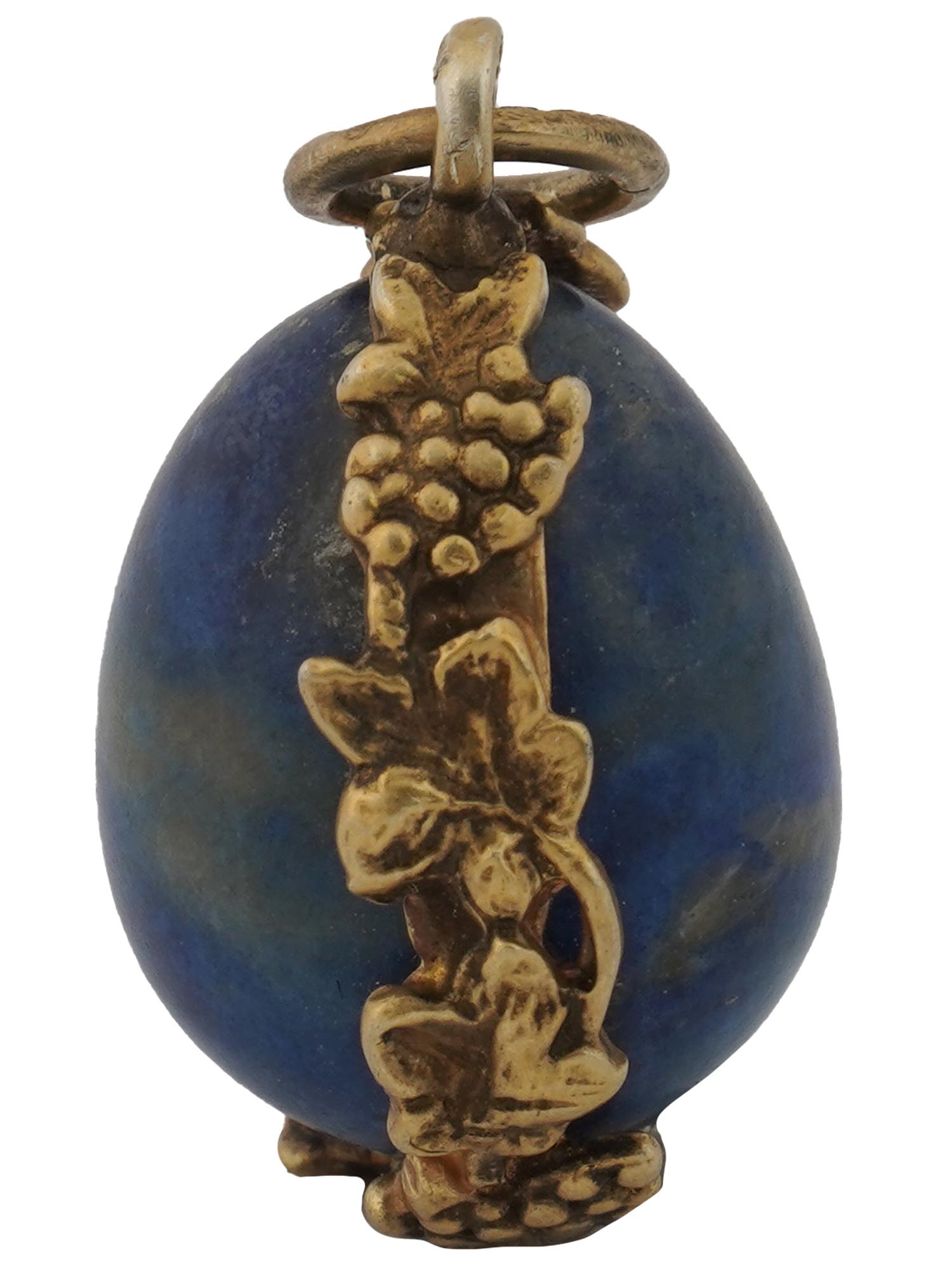 RUSSIAN 84 GILT SILVER LAPIS LAZULI EGG PENDANT PIC-3